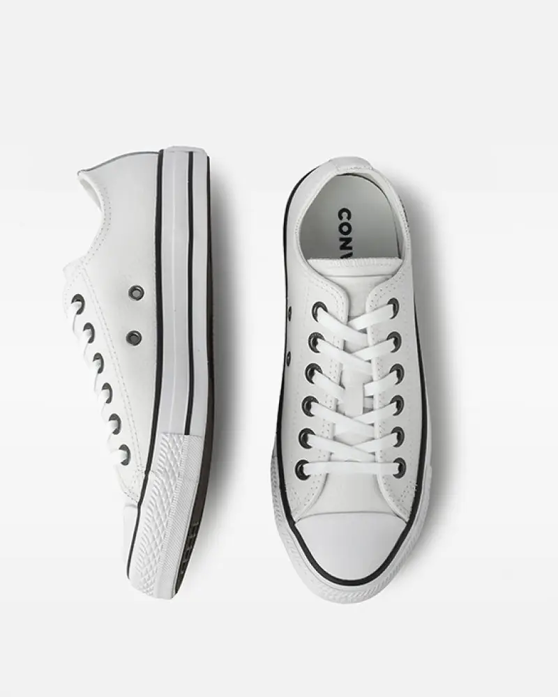 Couro Converse Tenis Branco De Couro All Star Chuck Taylor All